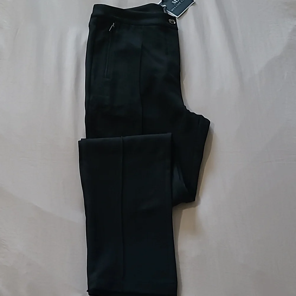 Melanie Lyne Black Pintuck Straight-Leg Pants Size Medium - Picture 4 of 8